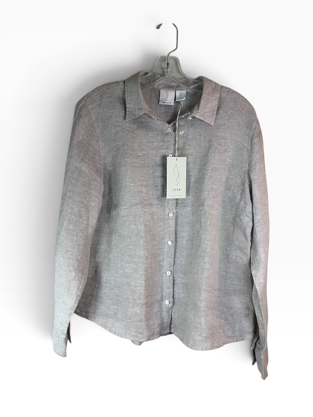 Joie Light Brown Button-Down Linen Shirt